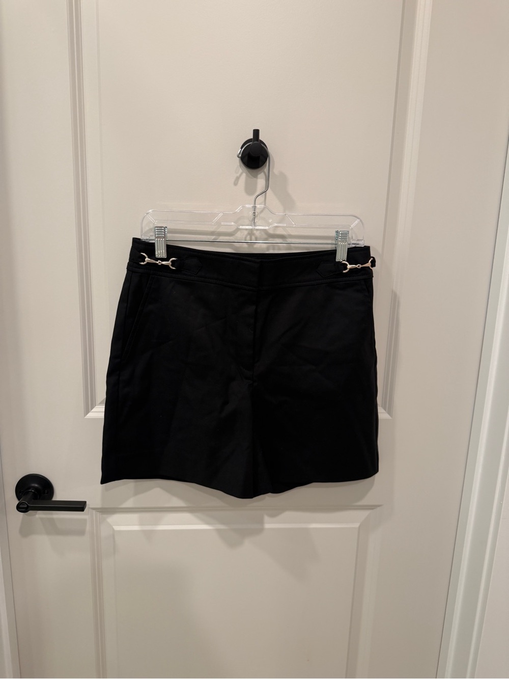 White House Black Market Black Shorts with Metal Ring Detail